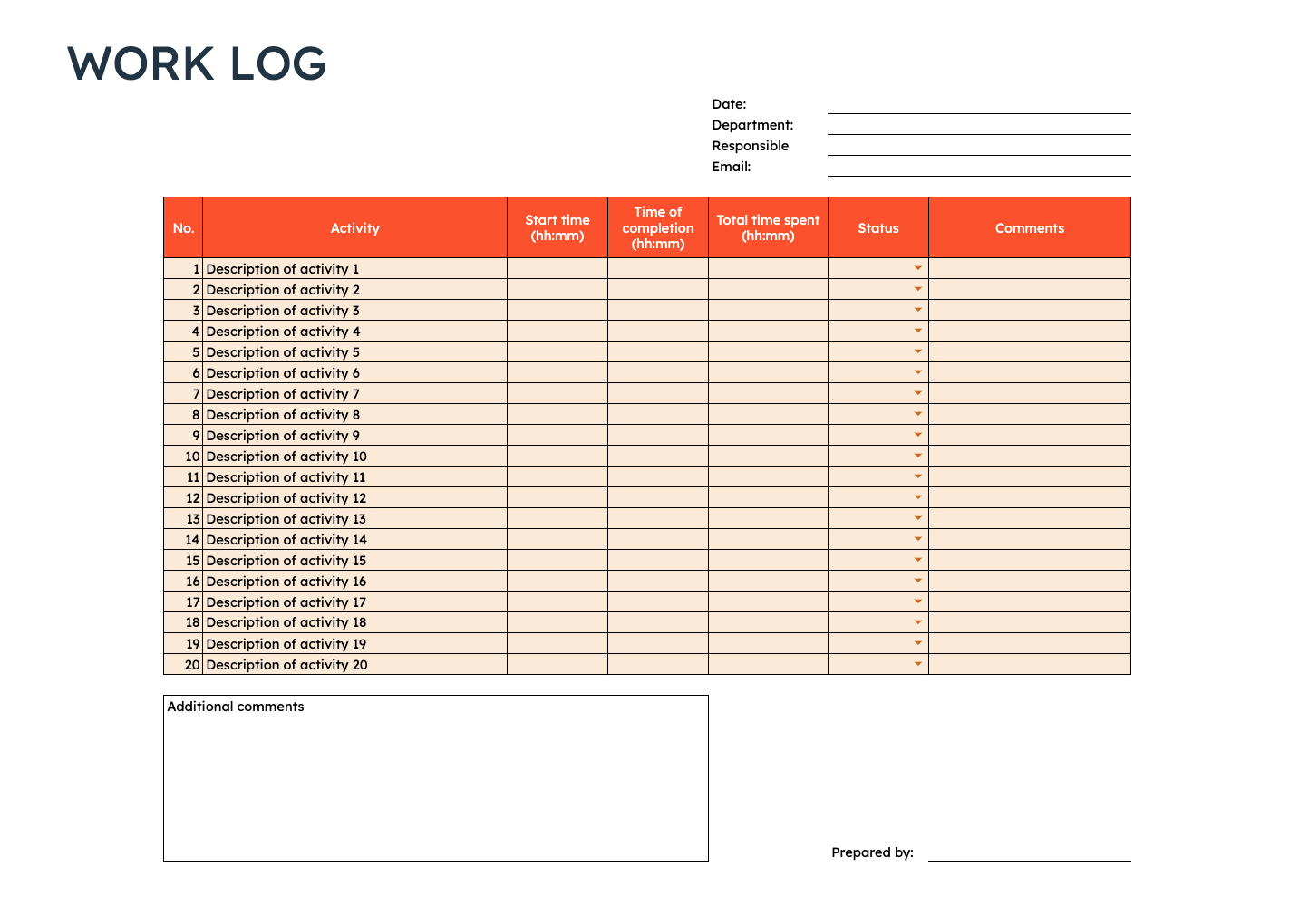 Free Work Log Template For Excel Google Sheets HubSpot