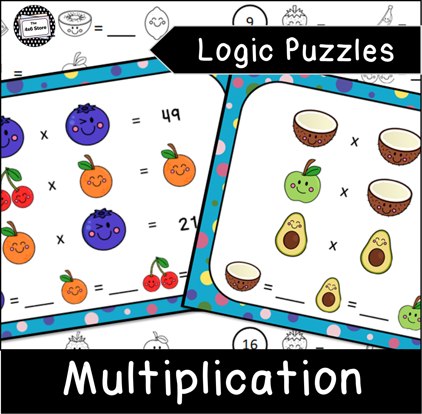 Fruit Emoji Multiplication Logic Puzzles The 4x6 Store