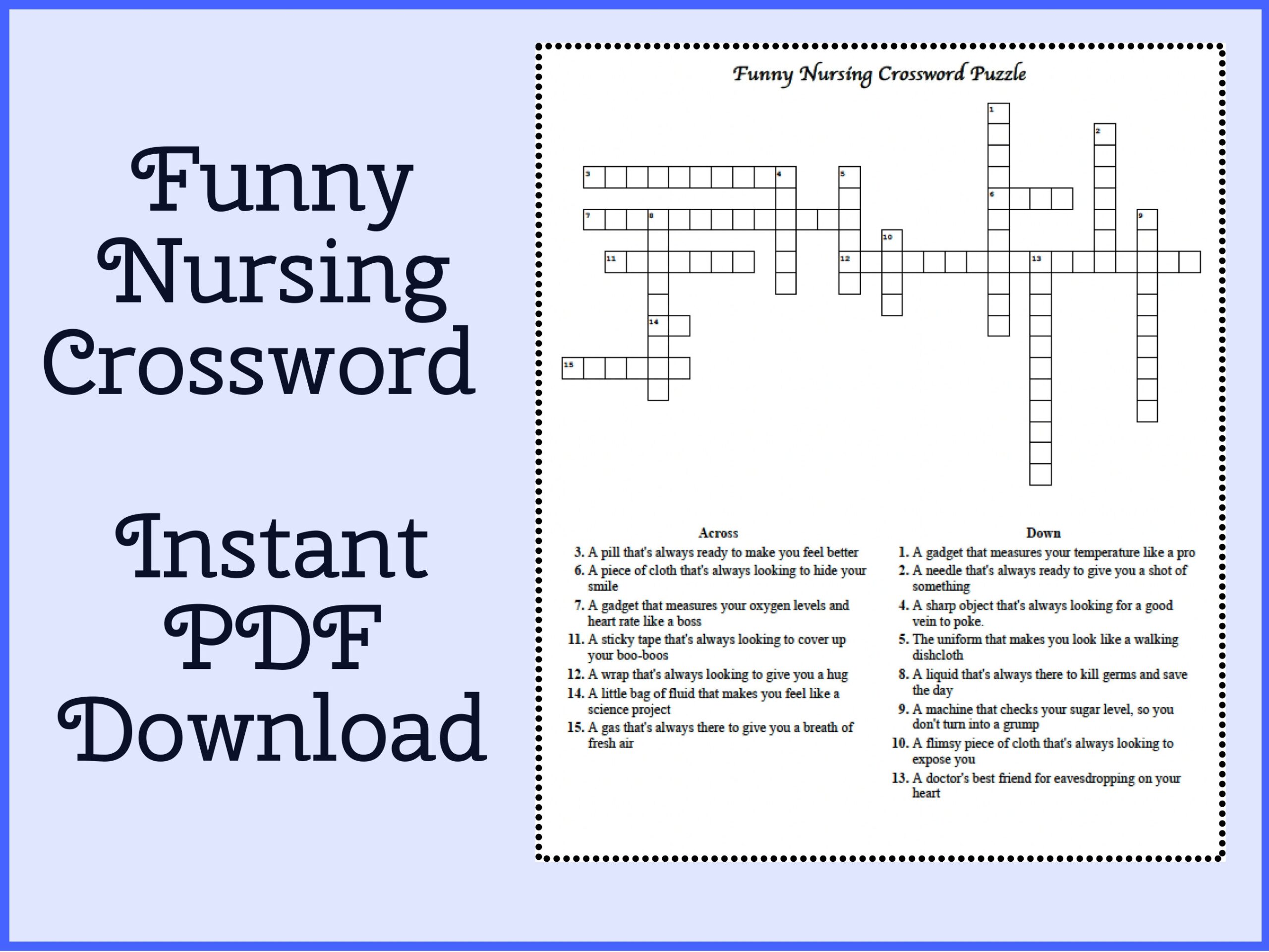 printable nursing crossword puzzles