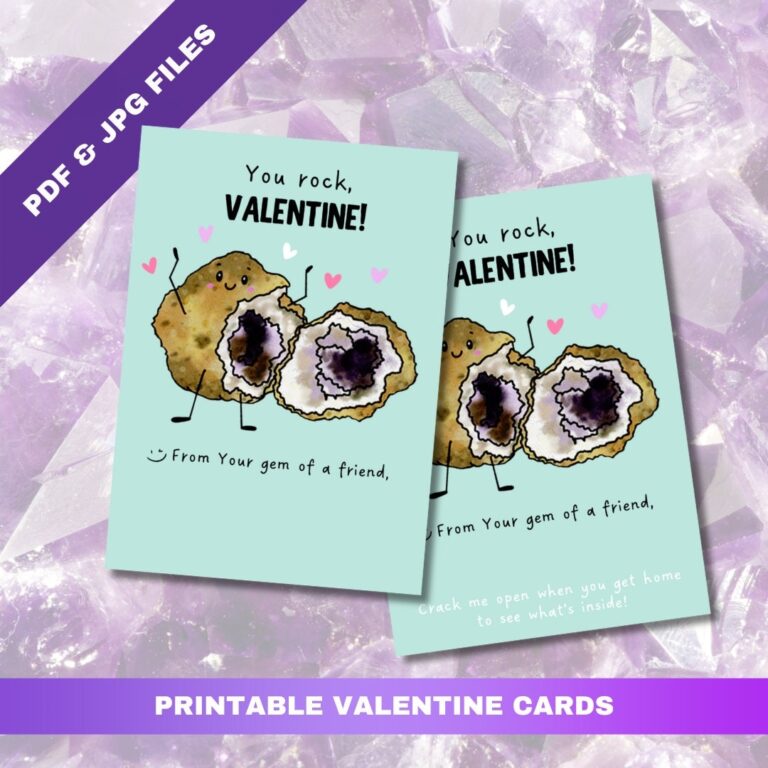 Geode Themed Printable Valentine s Day Cards Classroom Valentine Cards Rock Valentine Cards Valentines For Kids V day Cards Etsy