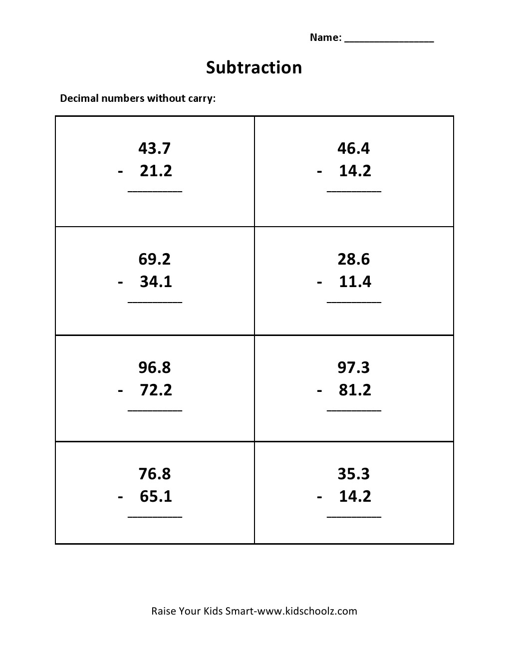 subtraction worksheets for grade 3