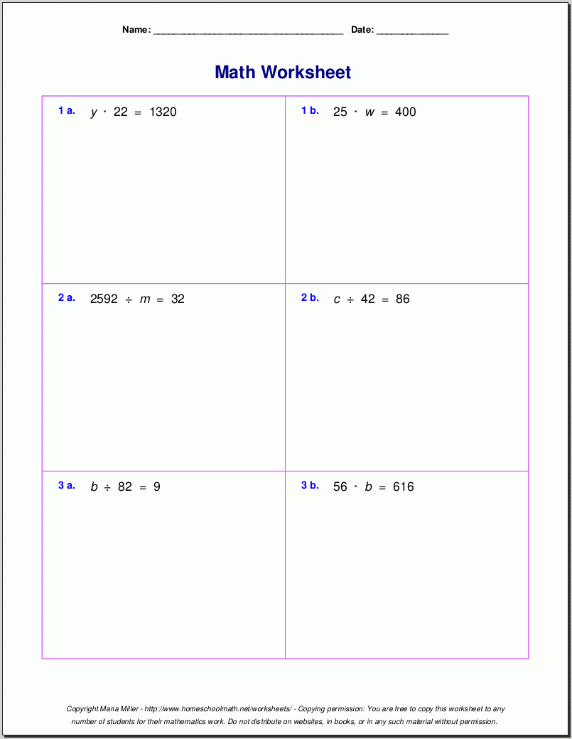 5th grade multiplication and division worksheets