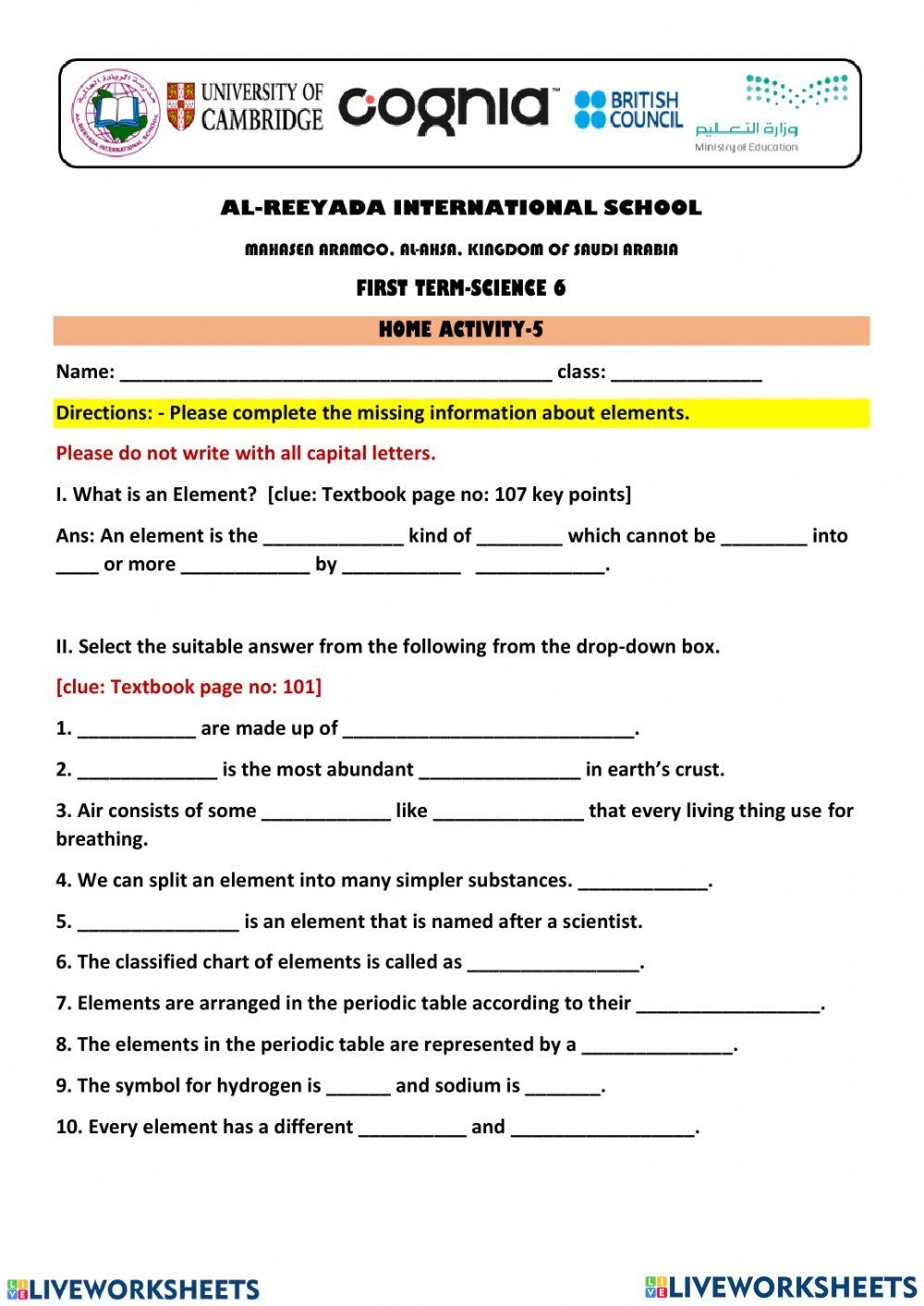 Grade 6 Science Interactive Worksheet Live Worksheets Worksheets Library