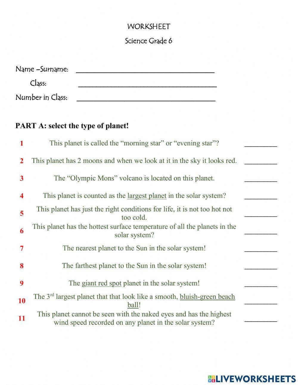 Grade 6 Worksheets Science Worksheets Library