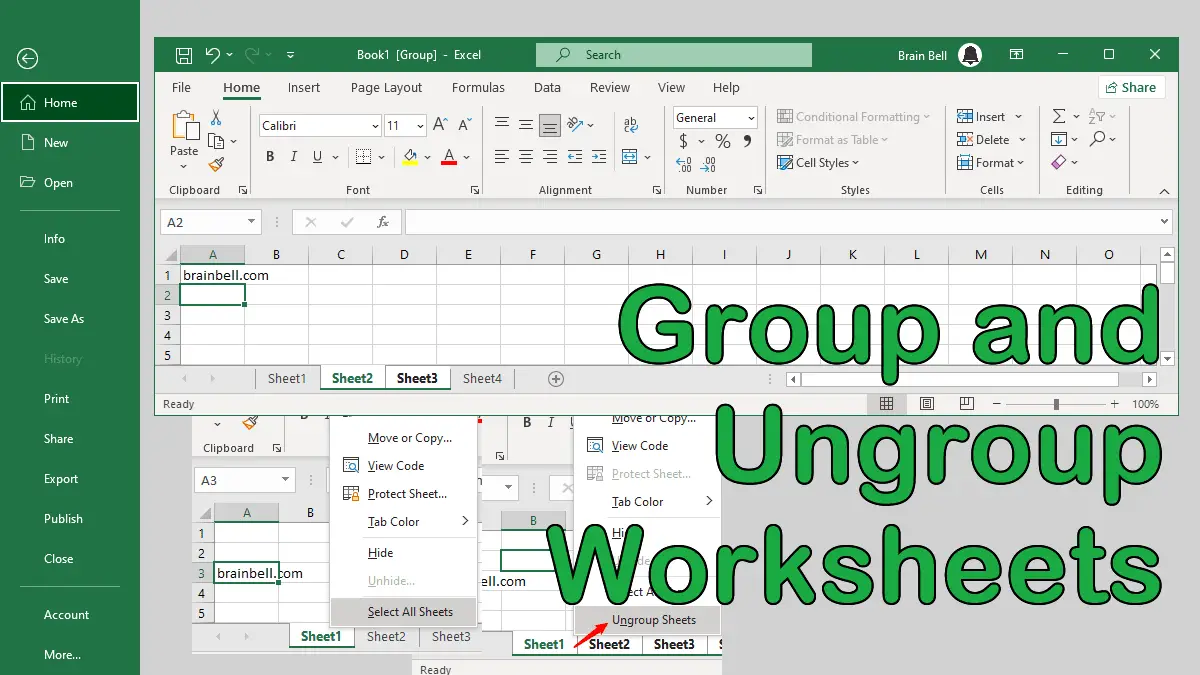 how to ungroup worksheets in excel