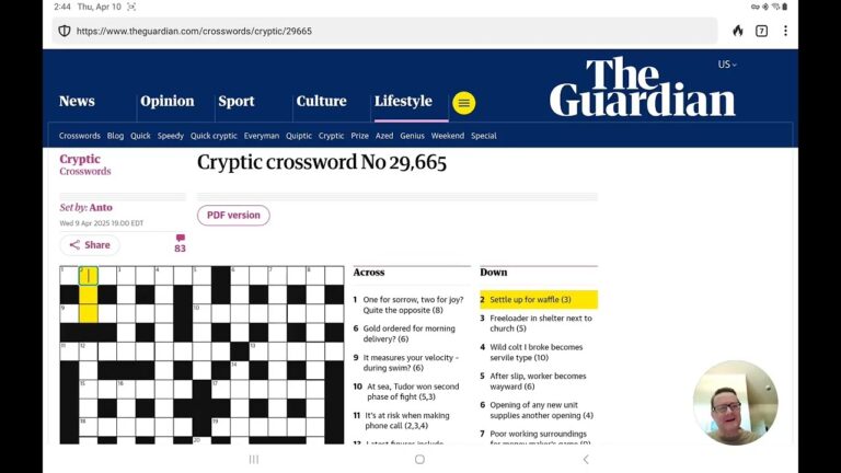 Guardian Cryptic Crossword Thursday 10 April 2025 YouTube