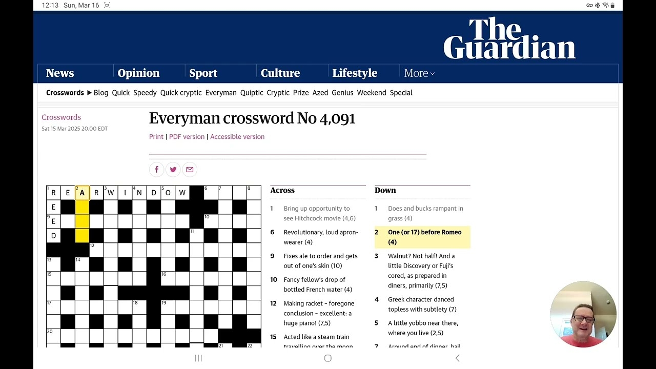 Guardian Everyman Crossword No 4 091 YouTube
