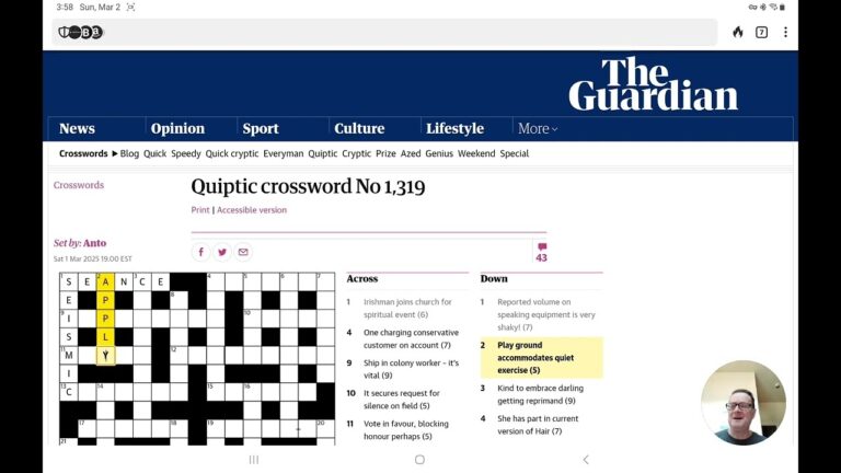Guardian Quiptic Crossword No 1 319 YouTube