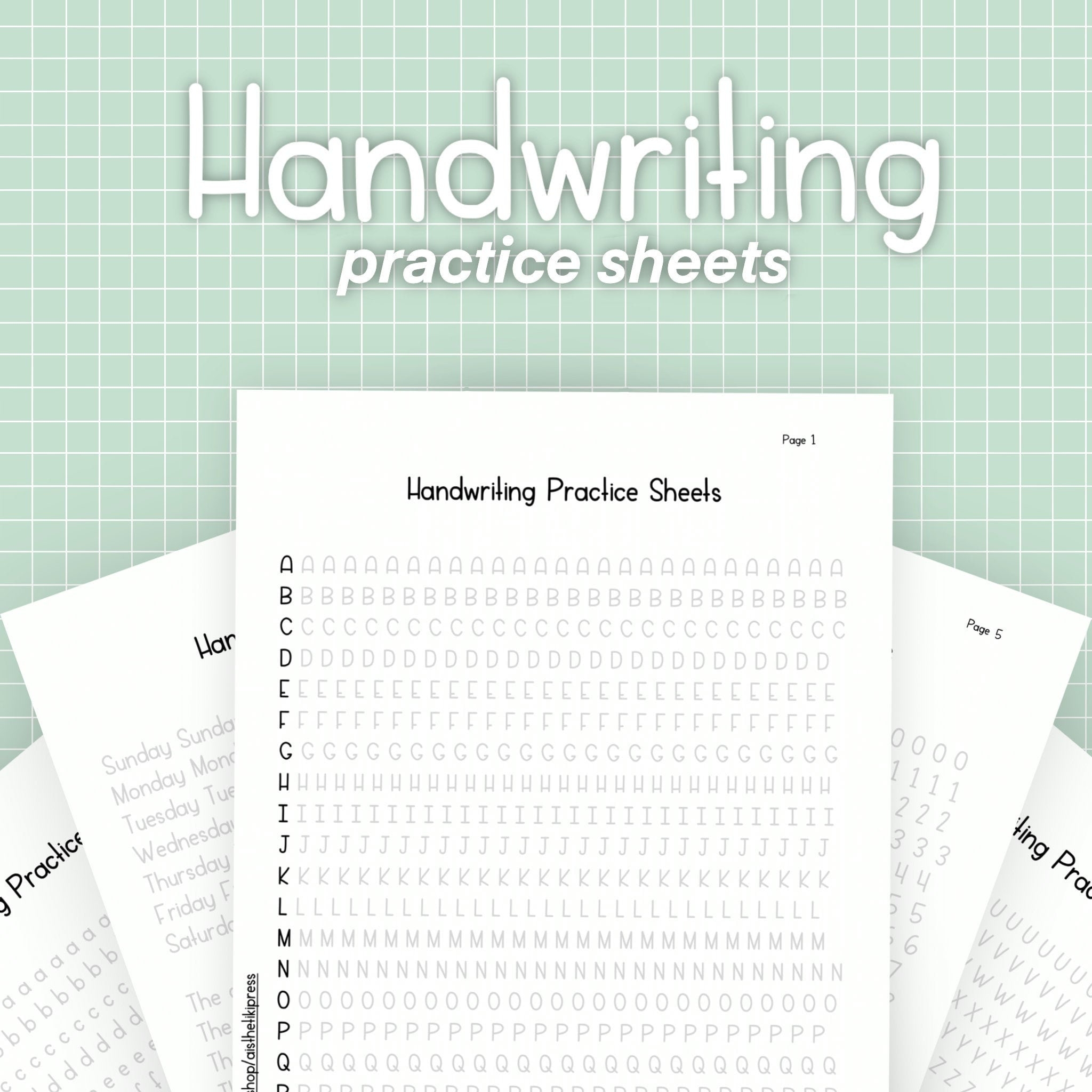 Handwriting Practice Sheets For Neat And Aesthetic Handwriting Worksheet Digital Workbook Improve Penmanship Printable Etsy
