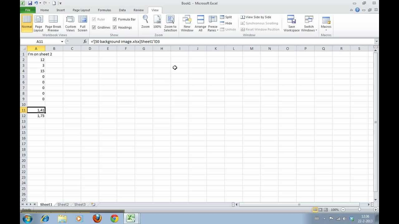 How To Create A Cell Reference To Another Worksheet Or Another Excel File In Excel 2010 YouTube