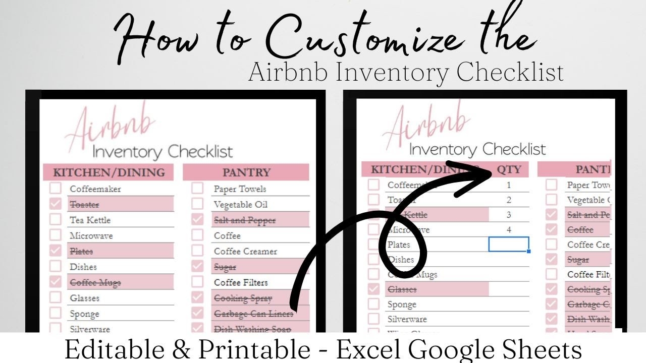 airbnb inventory checklist template