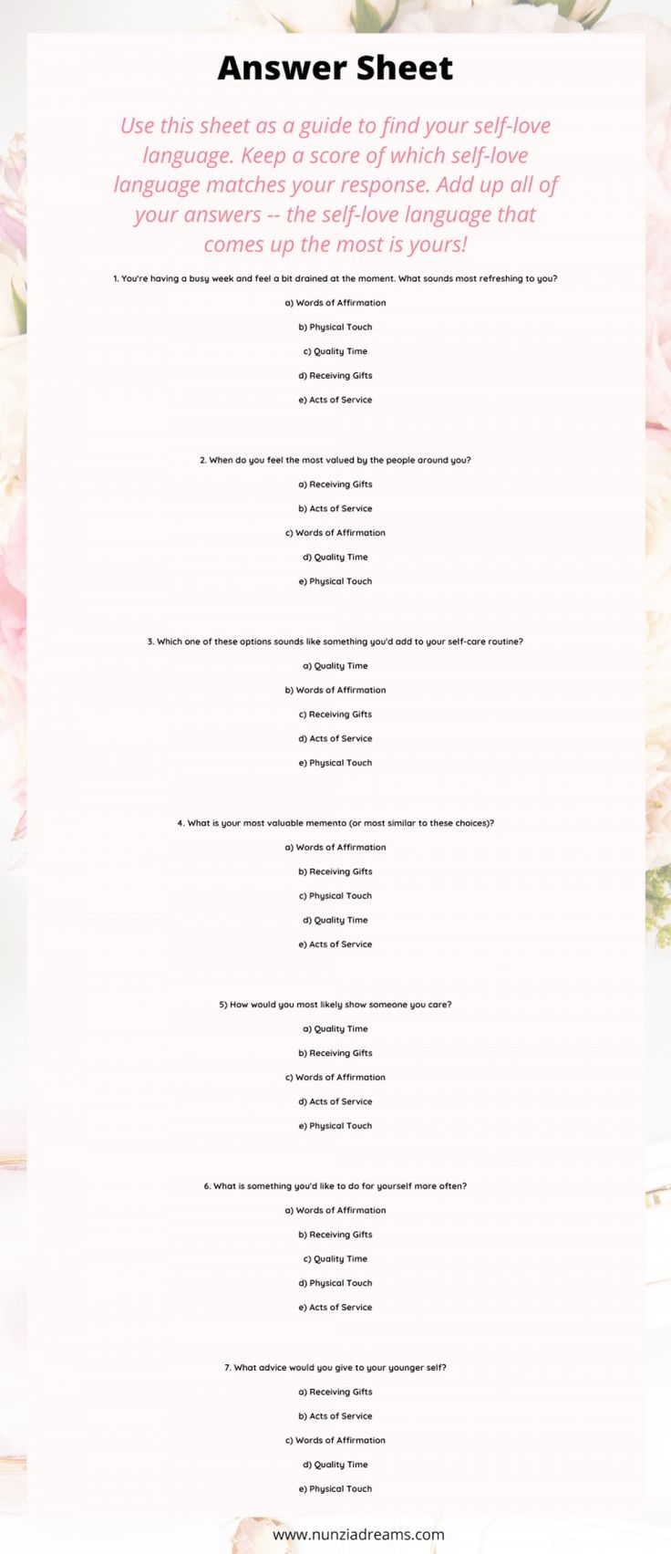 printable love language quiz