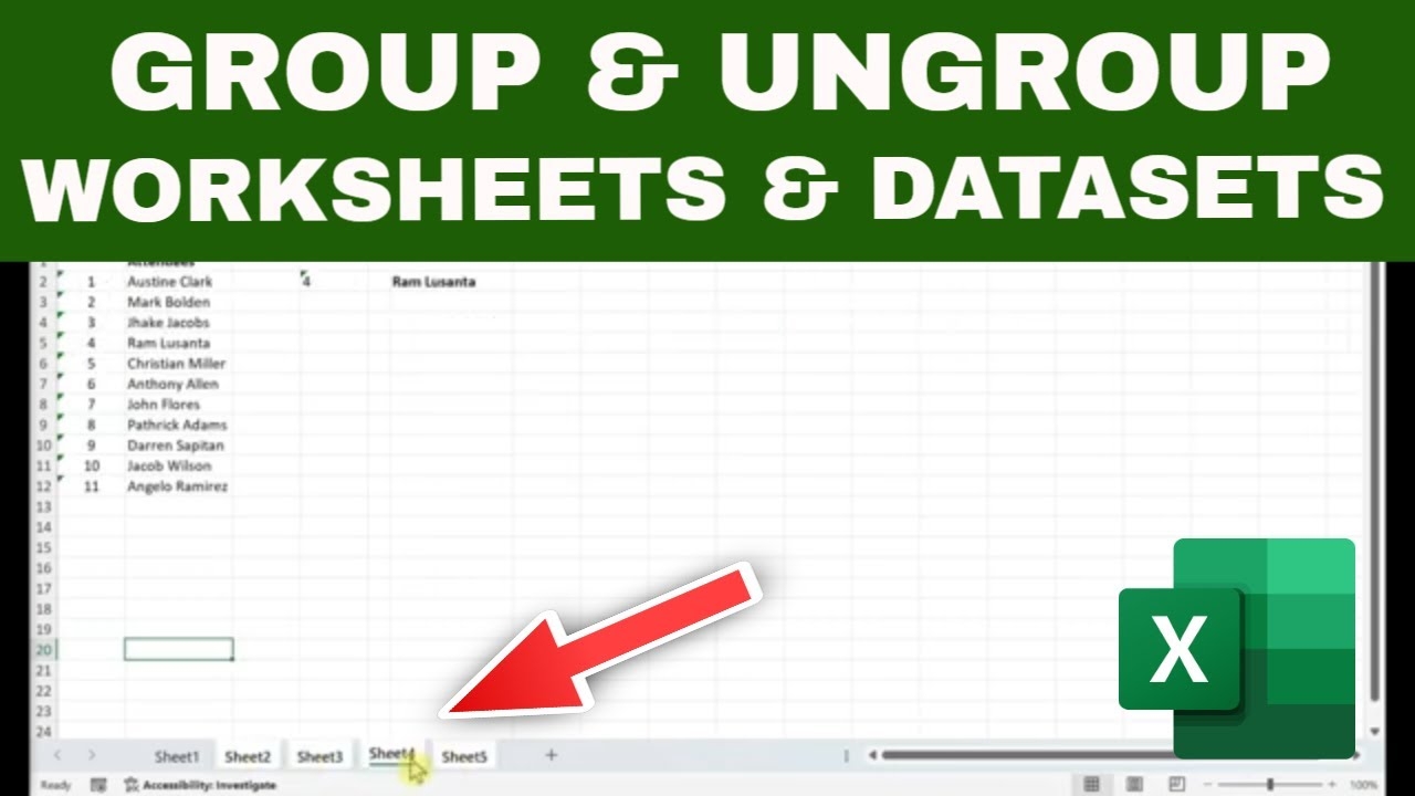how to ungroup excel worksheets