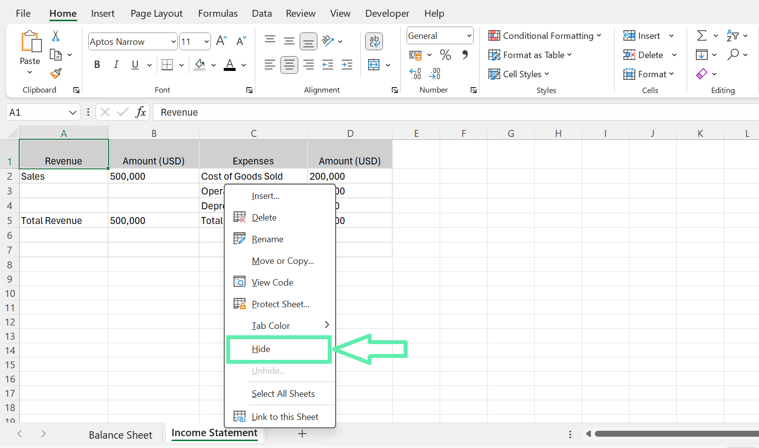 How To Hide And Unhide Worksheets In Excel Downloadable Template 