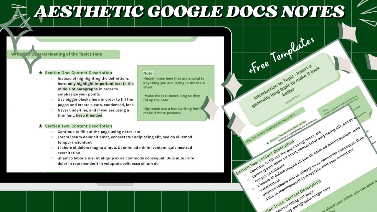 HOW TO MAKE AESTHETIC GREEN NOTES ON GOOGLE DOCS Google Docs Note Template YouTube