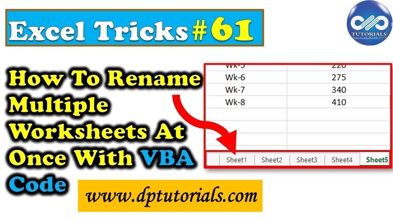 How To Rename Multiple Worksheets At Once With VBA Code In Excel Excel Tricks Rename Sheets YouTube