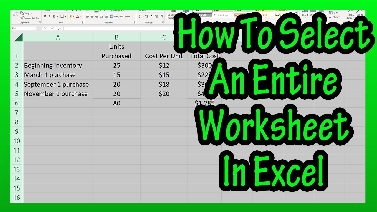 How To Select All Of The Cells In An Entire Worksheet Spreadsheet In Excel Explained YouTube