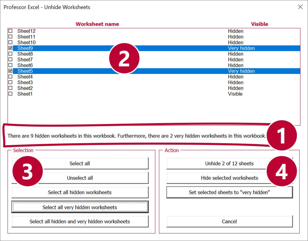 How To Unhide All Hidden Very Hidden Excel Sheets At Once