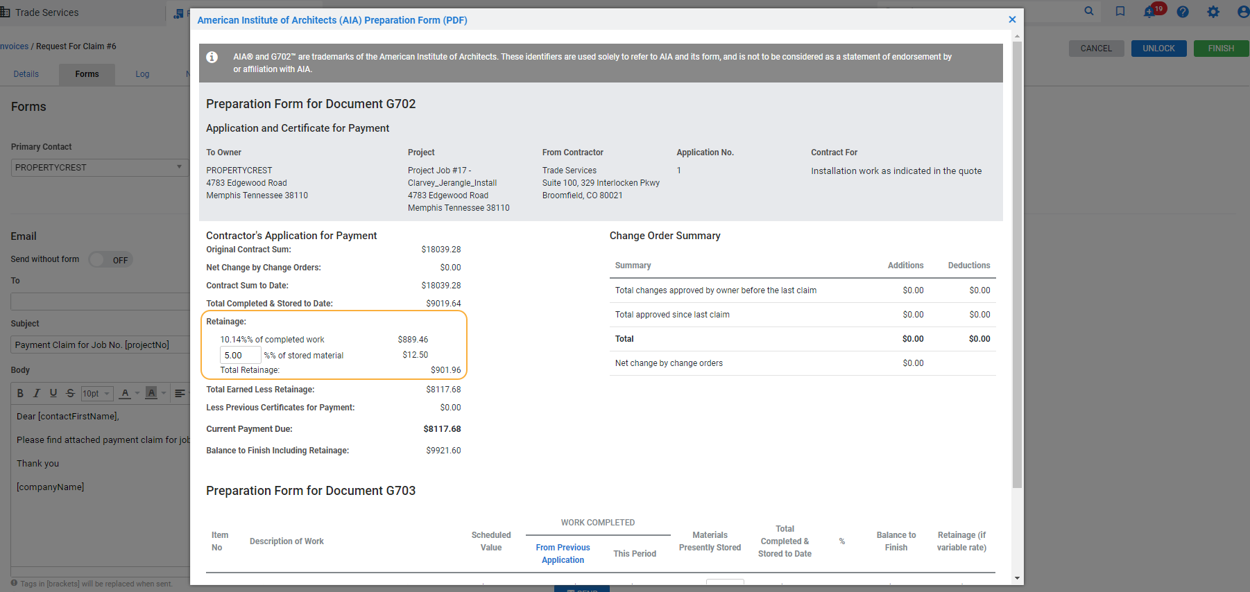 aia billing template