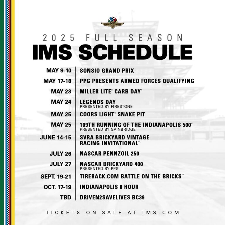 Indianapolis Motor Speedway On X 2025 Calendar Drop Here Is Your Full Season Schedule For Next Year At The Racing Capital Of The World Can t Wait To See You At Your