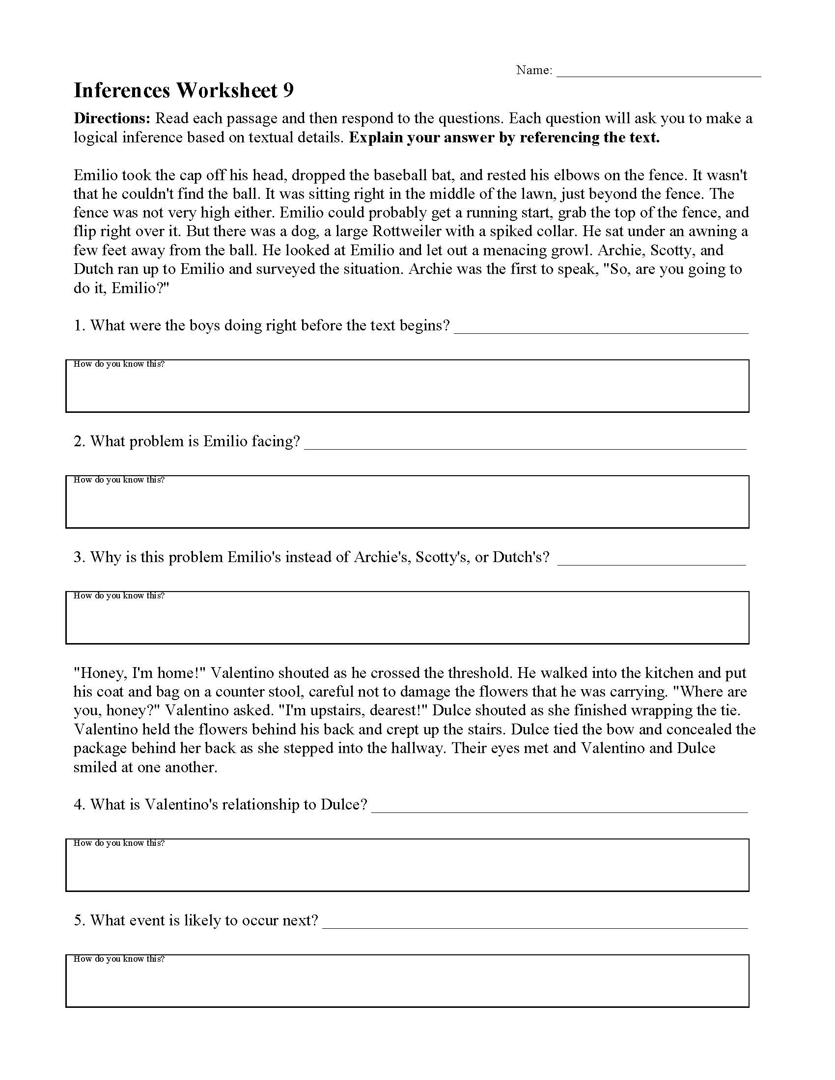 worksheets for 9th grade
