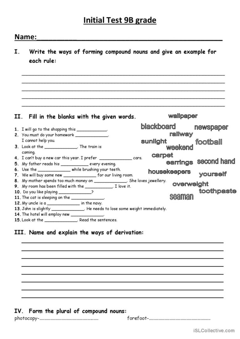 Initial Test For 9th Grade English ESL Worksheets Pdf Doc Initial Test For 9th Grade English ESL Worksheets Pdf Doc