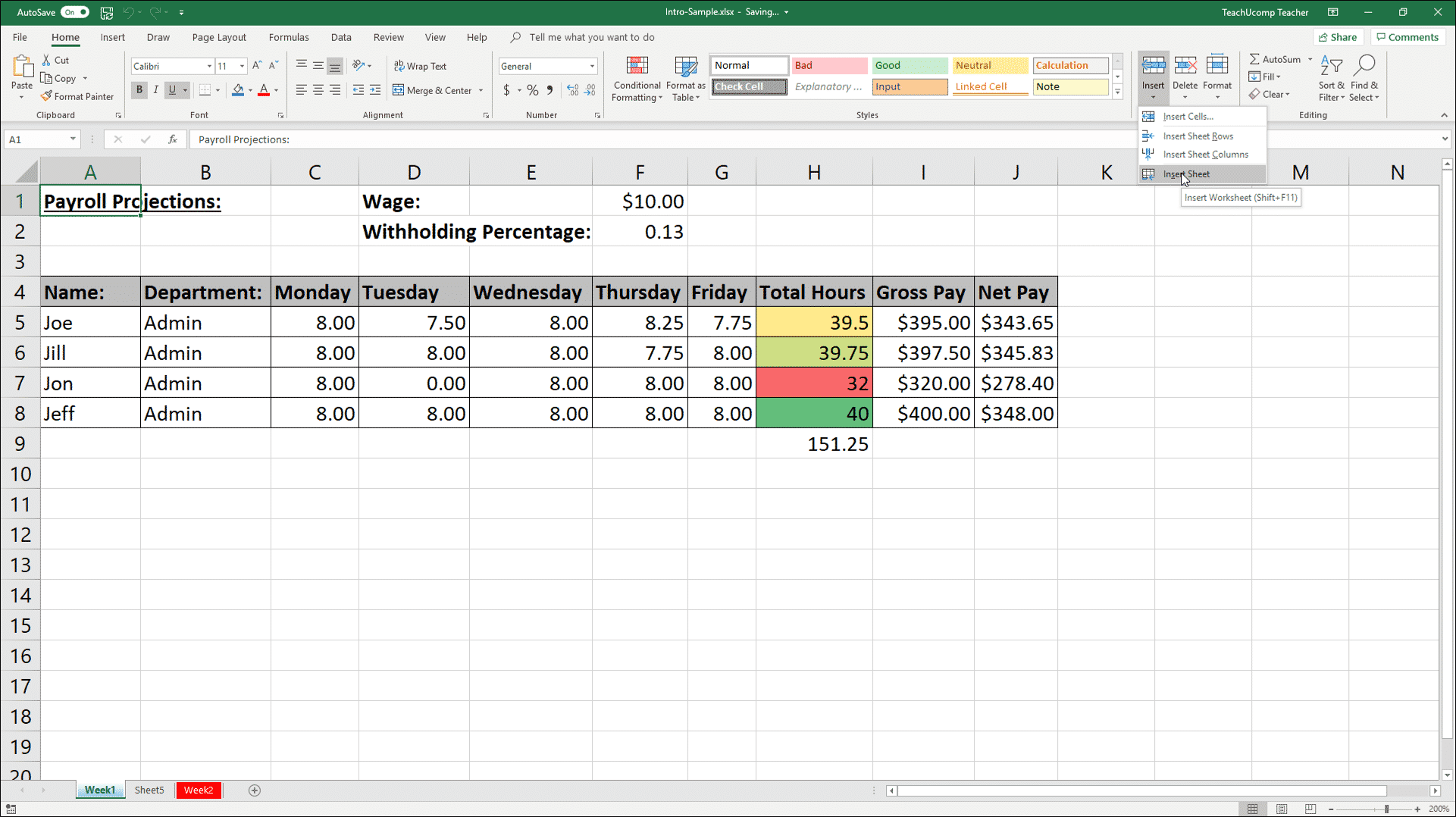 Inserting And Deleting Worksheets In Excel Instructions