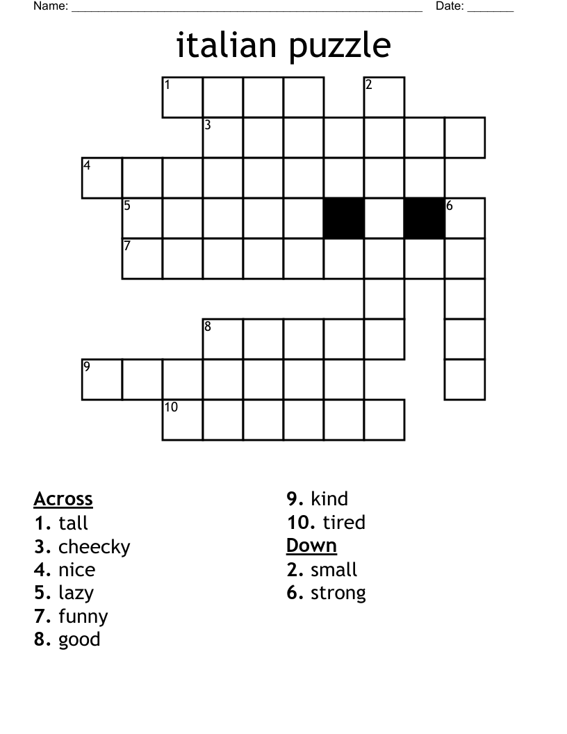 Italian Puzzle Crossword WordMint
