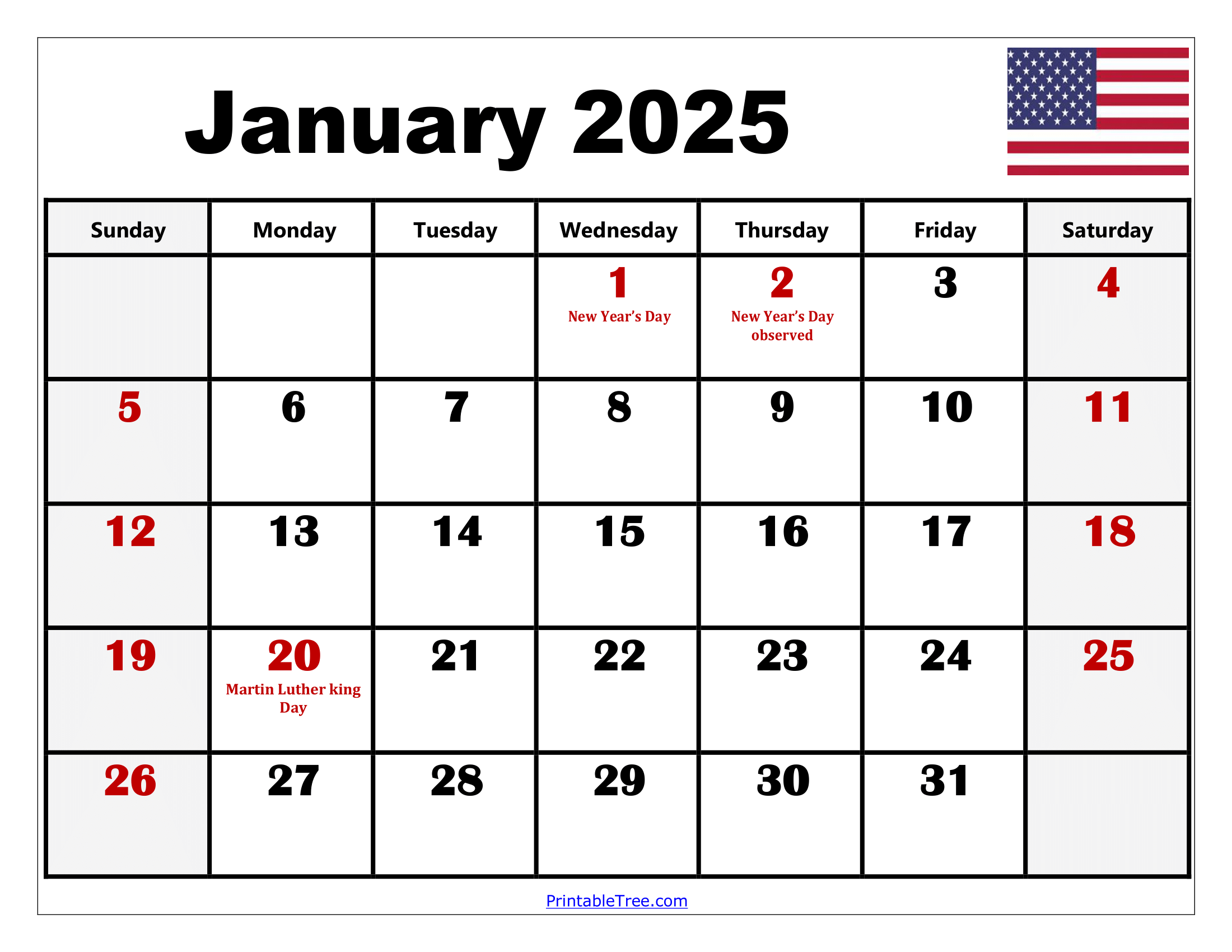 2025 calendar with holidays