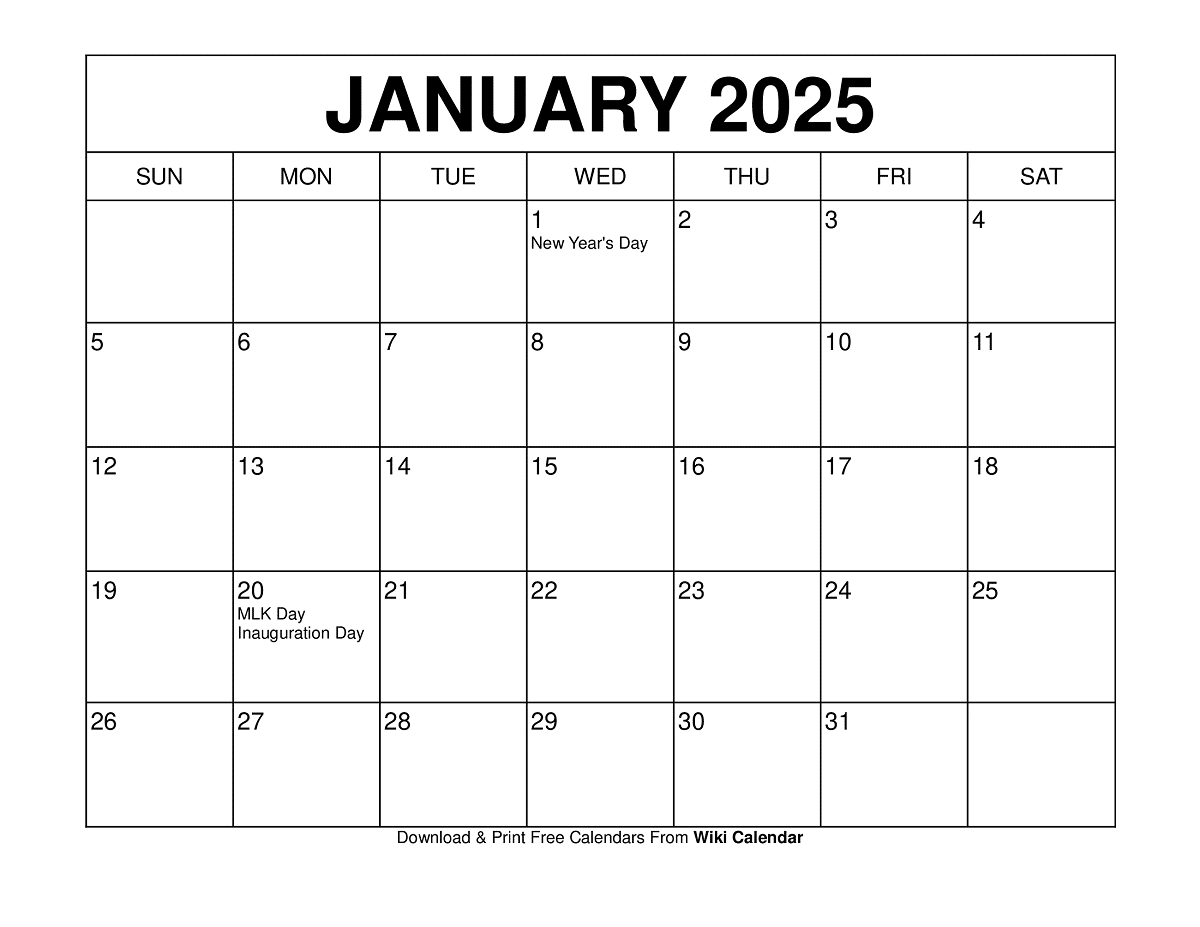 january 2025 calendar
