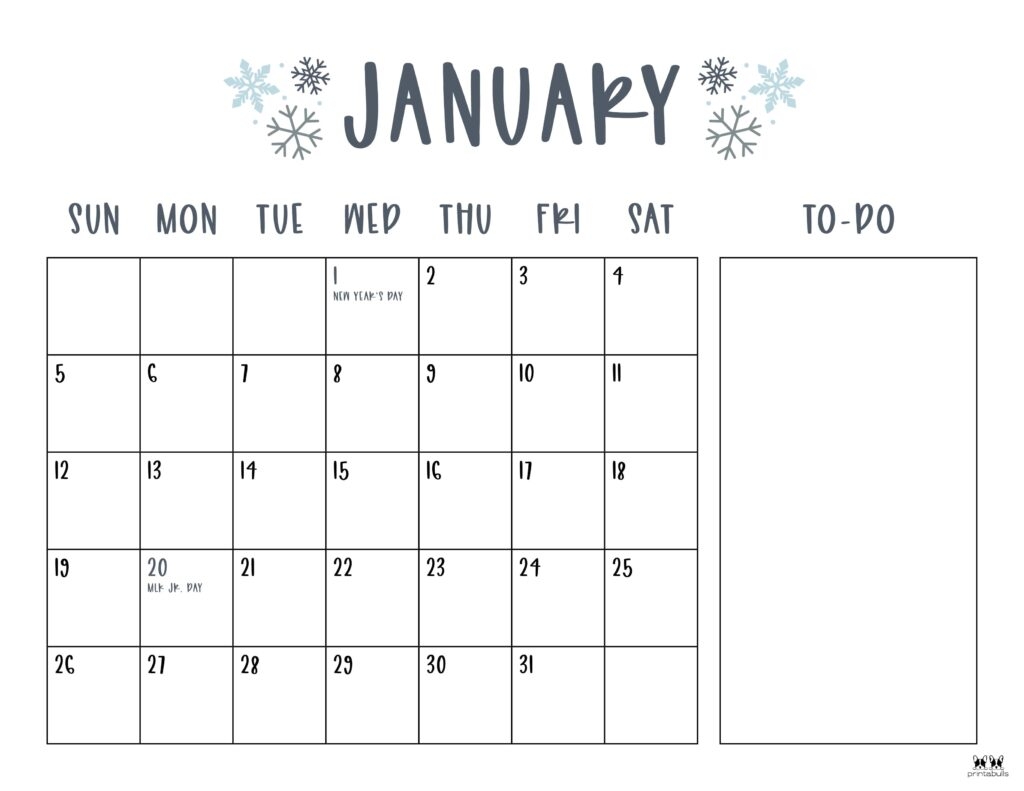 printable blank calendar 2025 with holidays