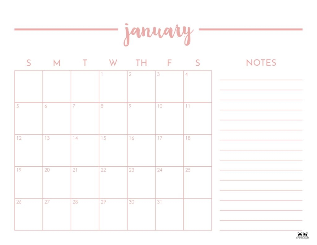printable blank january 2025 calendar
