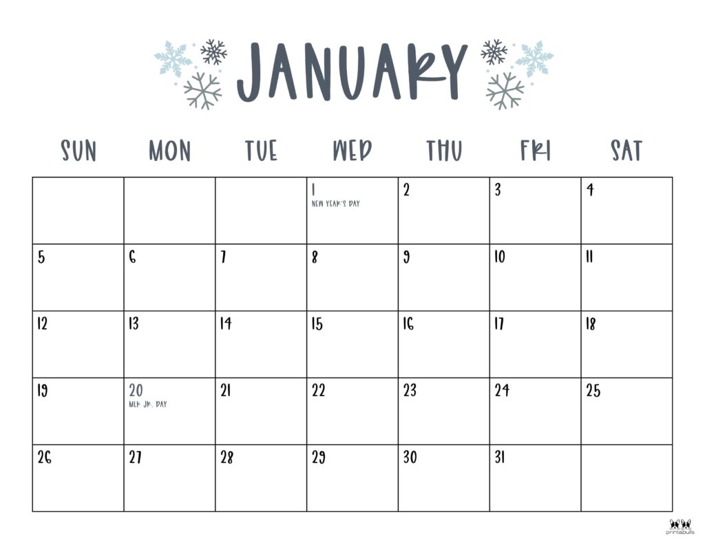 2025 printable blank calendar