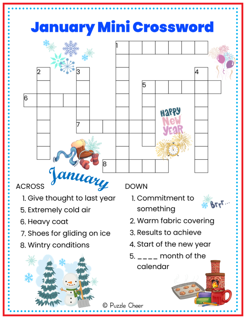 January Mini Crossword Puzzle Puzzle Cheer January Mini Crossword Puzzle Puzzle Cheer