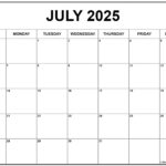 July 2025 Calendar Free Printable Calendars