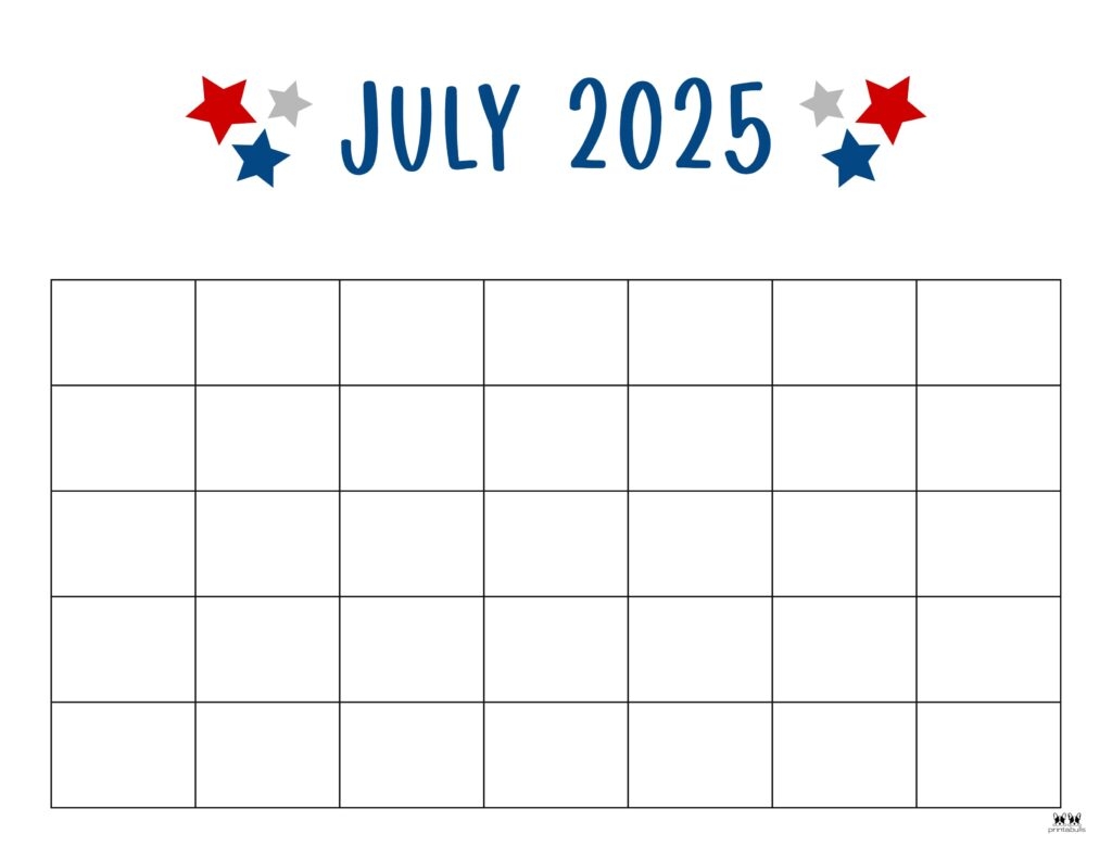 blank july calendar 2025