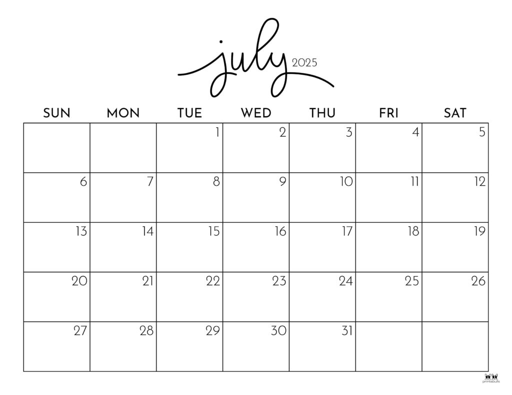 blank june and july 2025 calendar