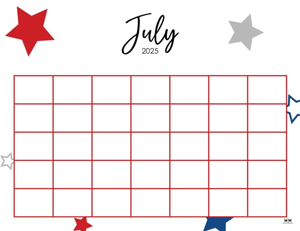 july 2025 printable blank calendar