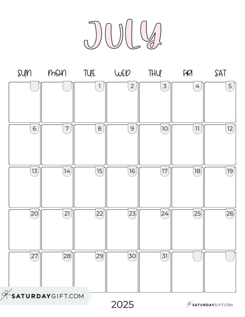 july 2025 calendar