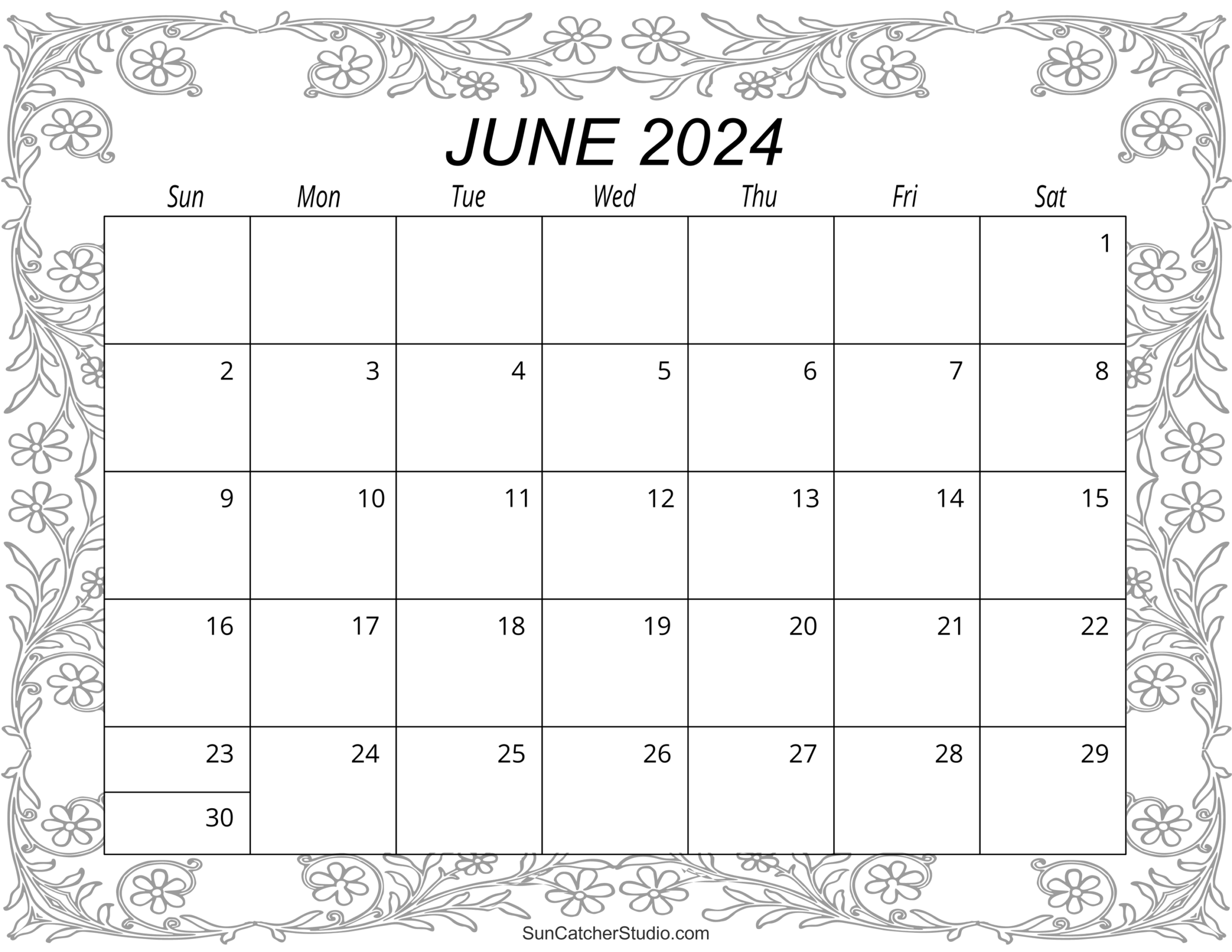 June 2024 Calendar Free Printable Free Printables Monograms Design Tools Patterns DIY Projects