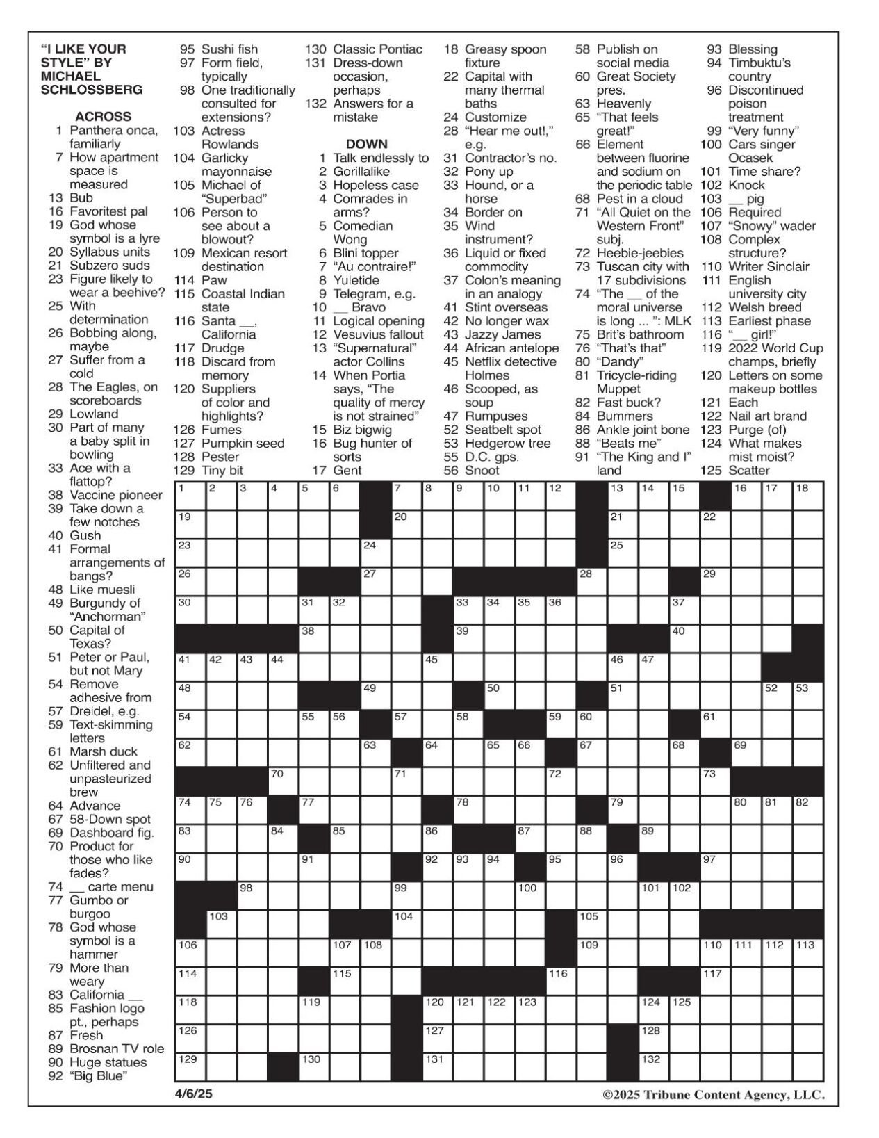 nyt crossword april 6 2025
