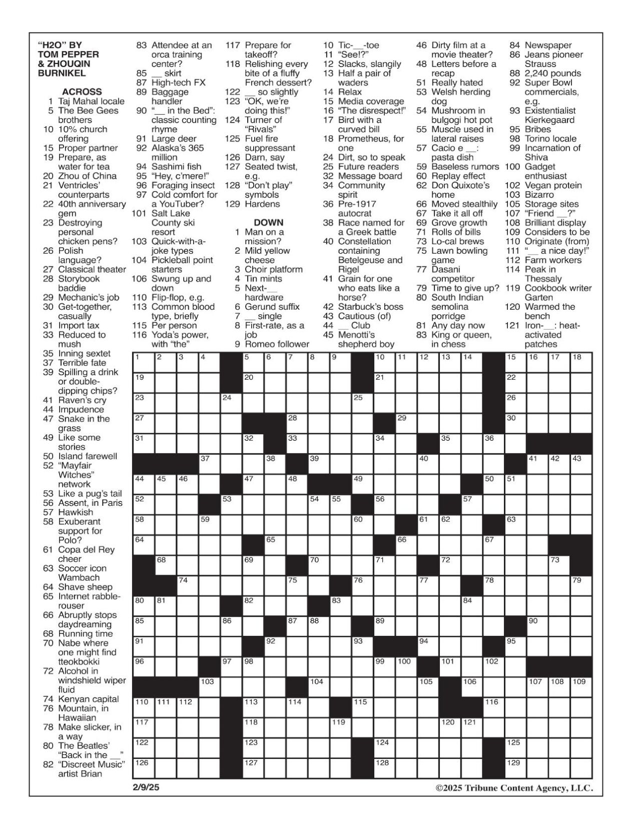 LA Times Crossword Feb 9 2025 Crosswords Yakimaherald
