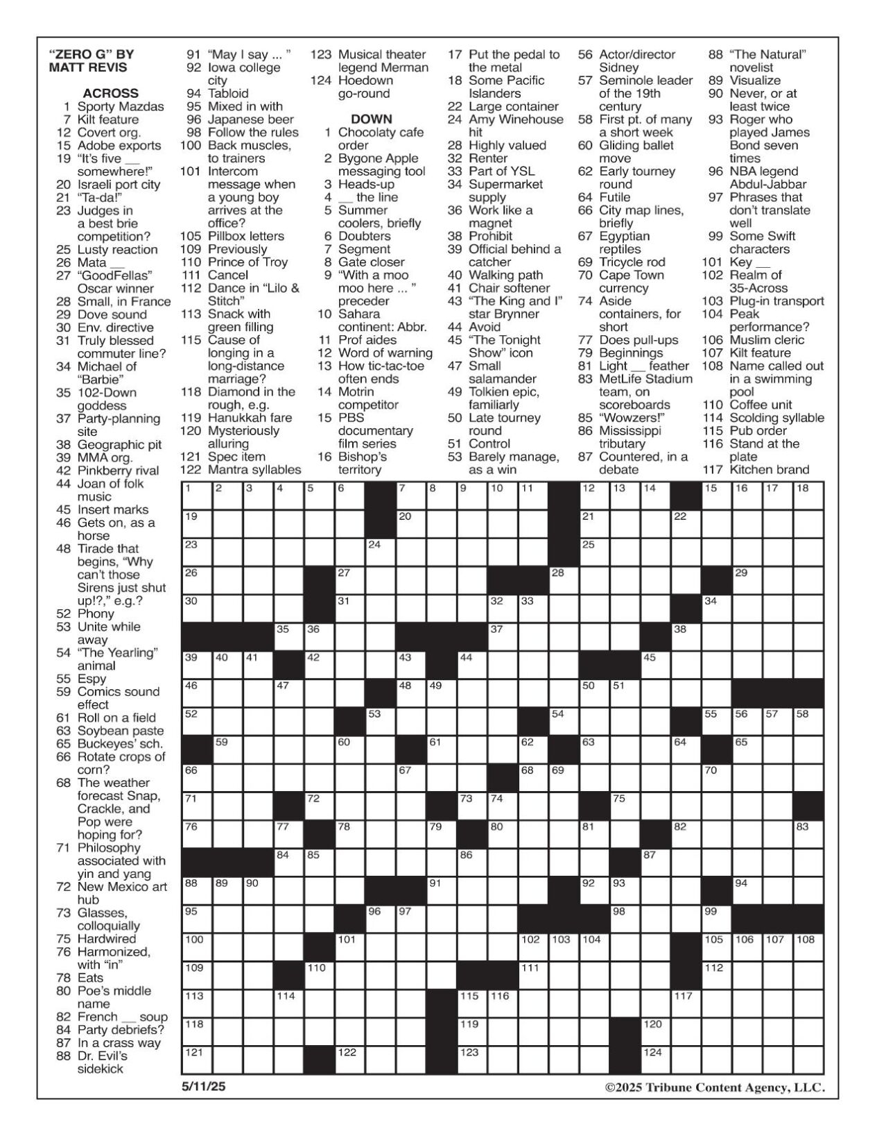 LA Times Crossword May 11 2025 Crosswords Yakimaherald