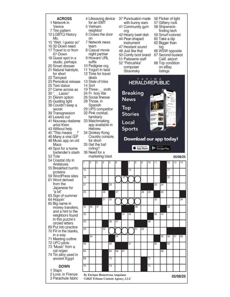 LA Times Crossword May 8 2025 Crosswords Yakimaherald