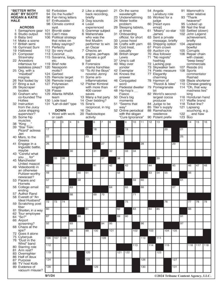 LA Times Crossword Sept 1 2024 Crosswords Yakimaherald
