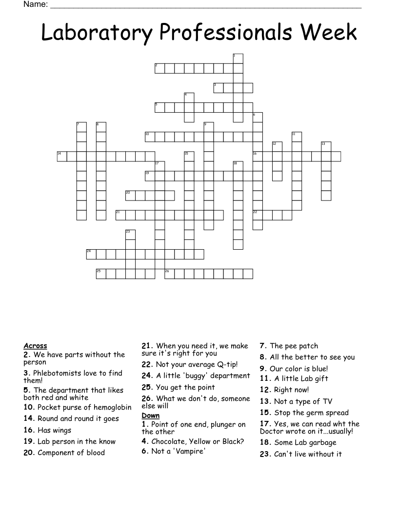 Laboratory Week Crossword WordMint