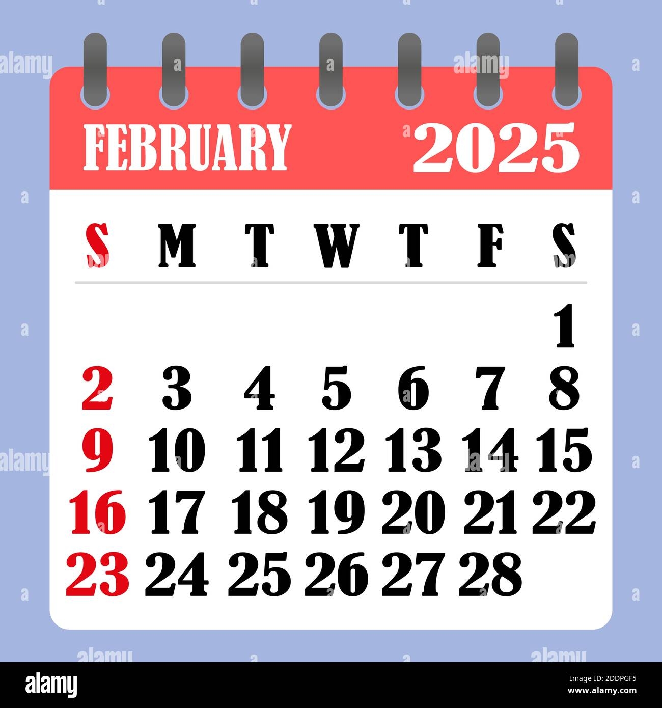 Letter Calendar For February 2025 The Week Begins On Sunday Time Planning And Schedule Concept Flat Design Removable Calendar For The Month Vect Stock Vector Image Art Alamy