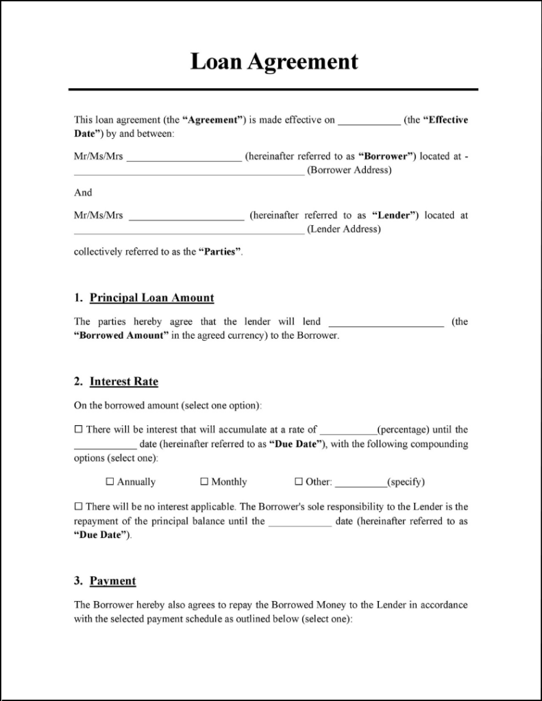 Loan Agreement Template Free Loan Contract Sample