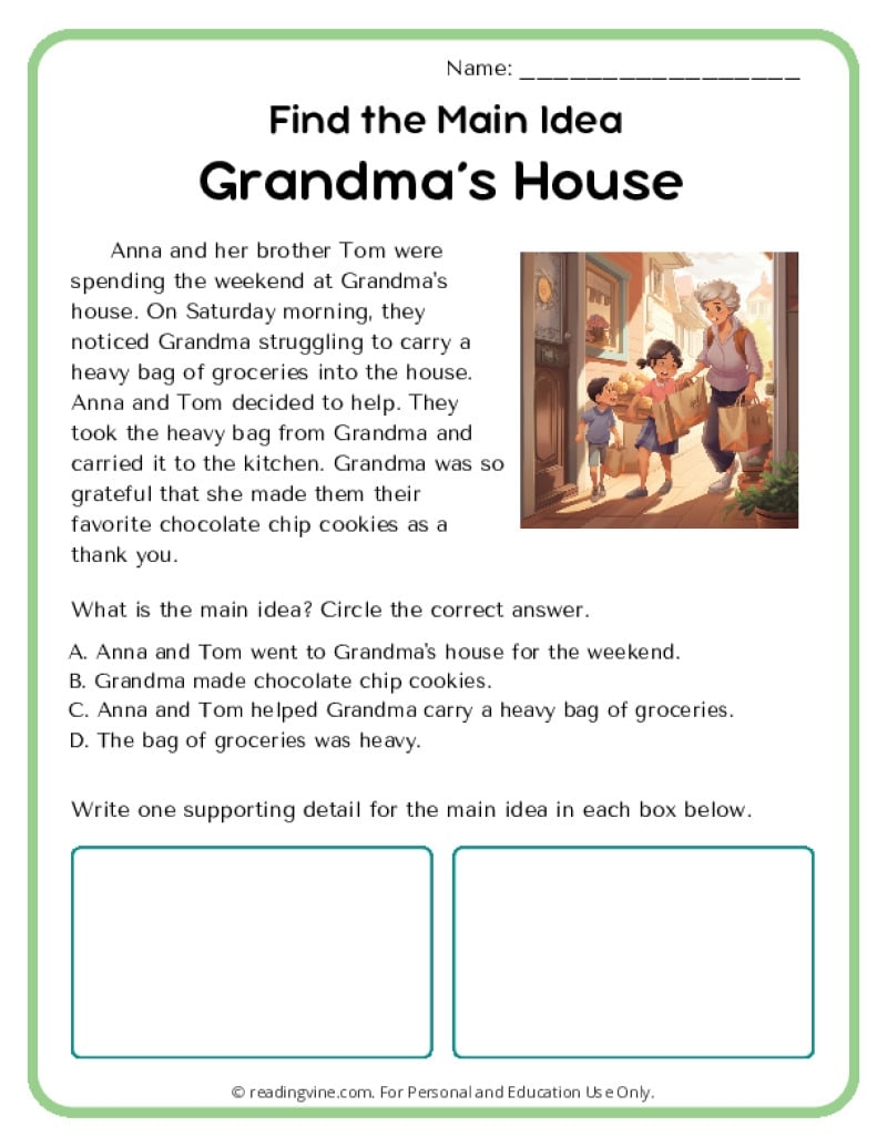 Main Idea Worksheets ReadingVine Main Idea Worksheets ReadingVine
