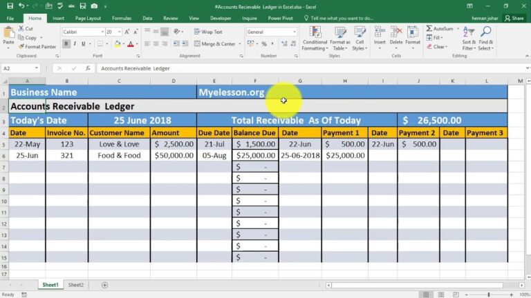 Make Accounts Receivable Ledger In Excel YouTube
